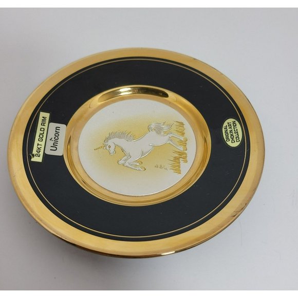 Rare 24k Gold Trim Dynasty Gallery Original Chokin Collection “Unicorn” - Picture 3 of 7